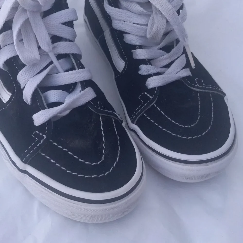 Vans SK8-HI Shoes Black & White Kids Size 1